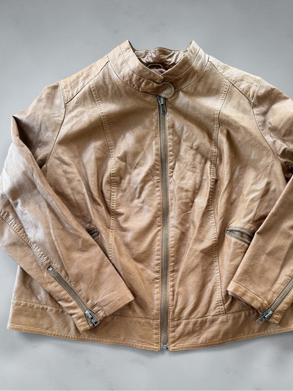 BB Dakota Light Brown Leather Bomber Jacket